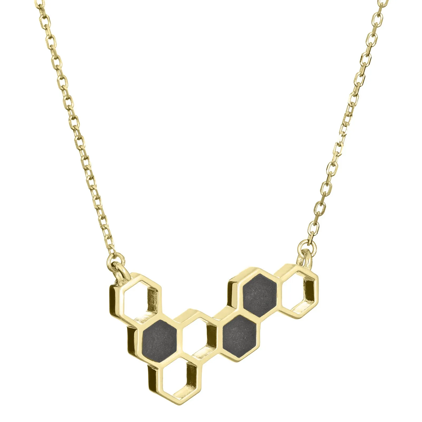 Honeycomb Cremation Necklace in 14K Yellow Gold