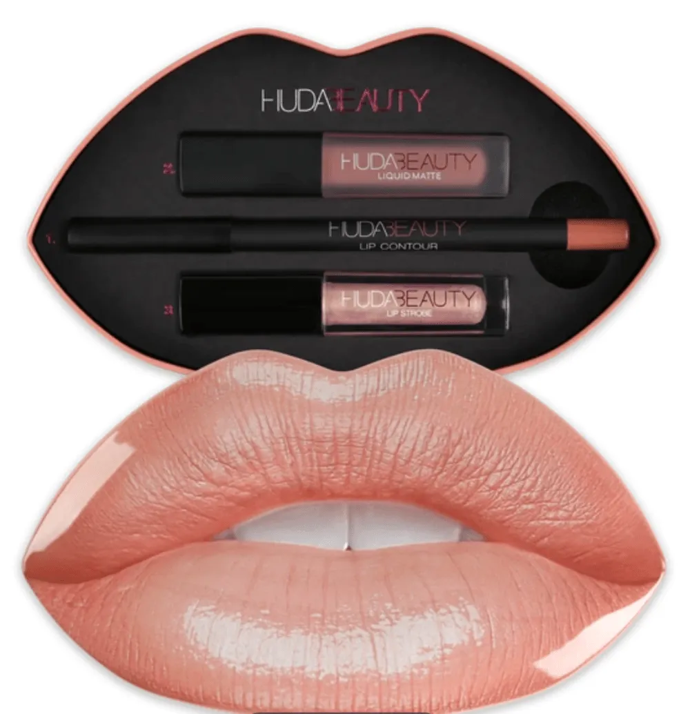 Huda Beauty Contour & Strobe Lip Set - Bombshell