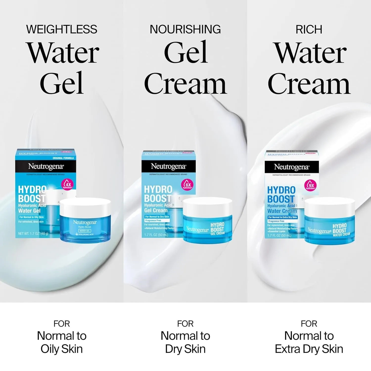 Hydro Boost Water Gel with Signature Fragrance, Hyaluronic Acid Face Moisturizer for Normal to Oily Skin, Delivers Hydration for Refreshed, Dewy Skin, 1.7 Fl. Oz