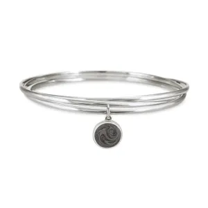 Interlocking Bangle Bracelet with Various Cremation Charms in Sterling Silver