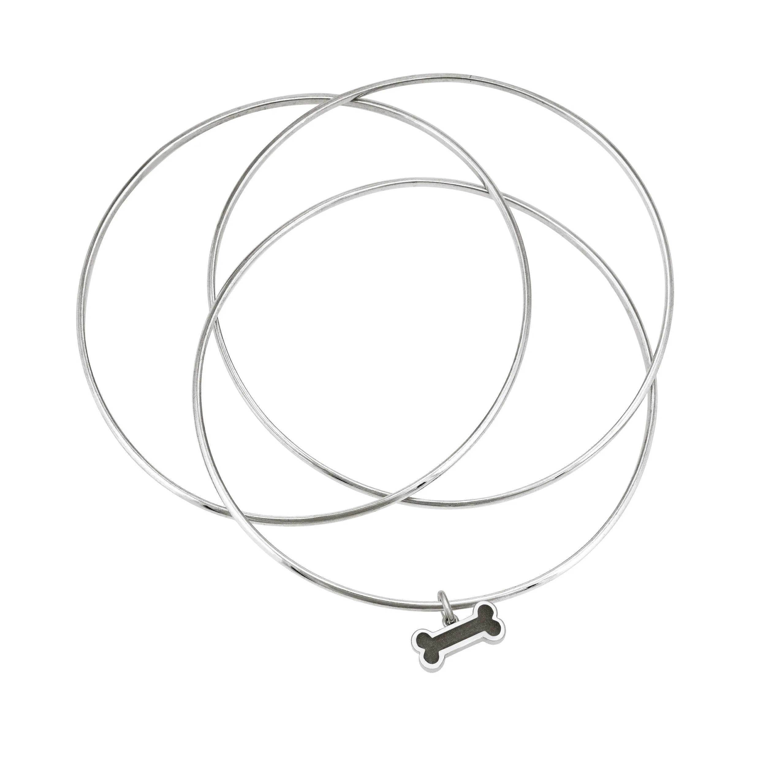 Interlocking Bangle Bracelet with Various Cremation Charms in Sterling Silver