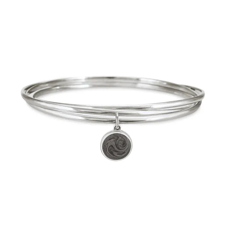 Interlocking Bangle Bracelet with Various Cremation Charms in Sterling Silver