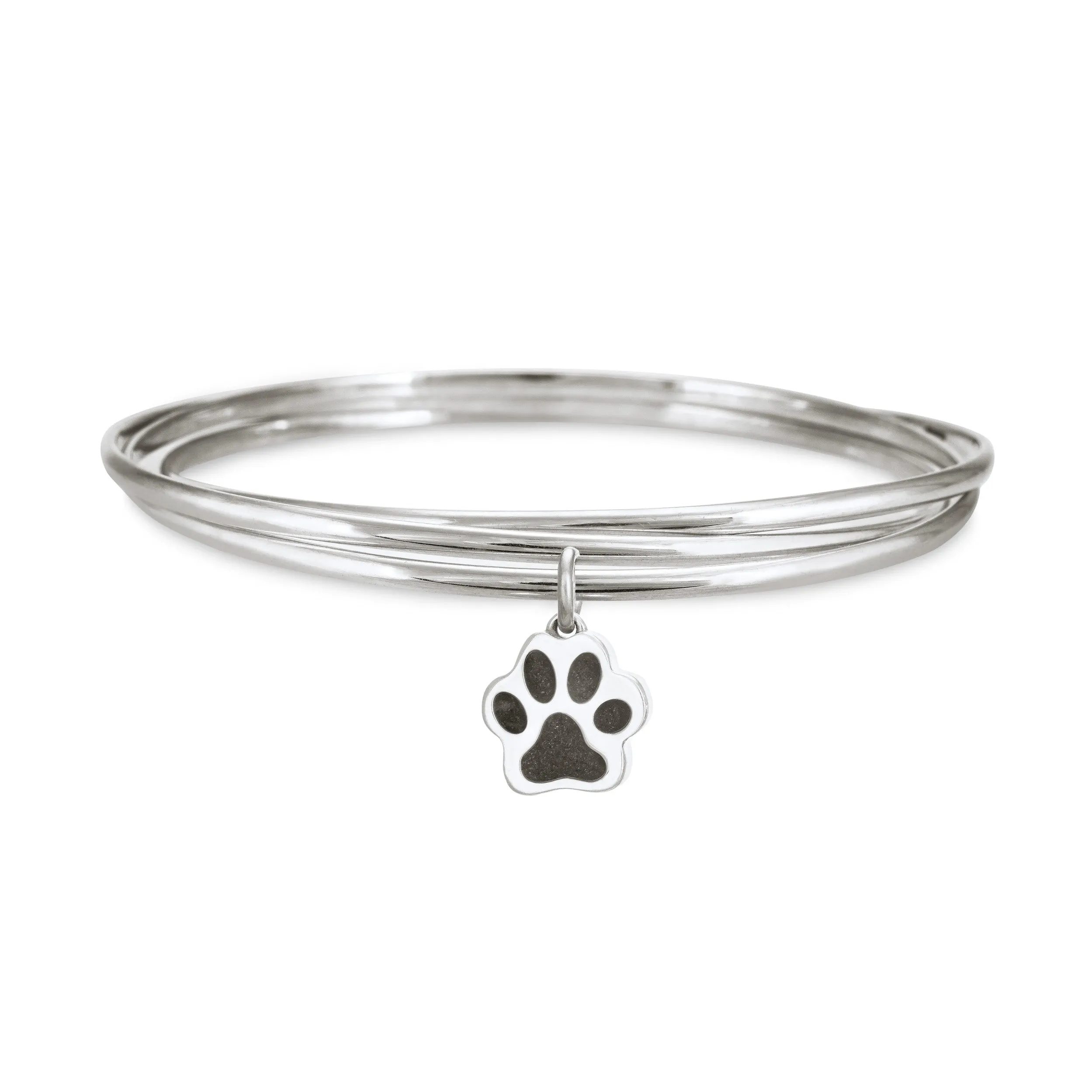 Interlocking Bangle Bracelet with Various Cremation Charms in Sterling Silver