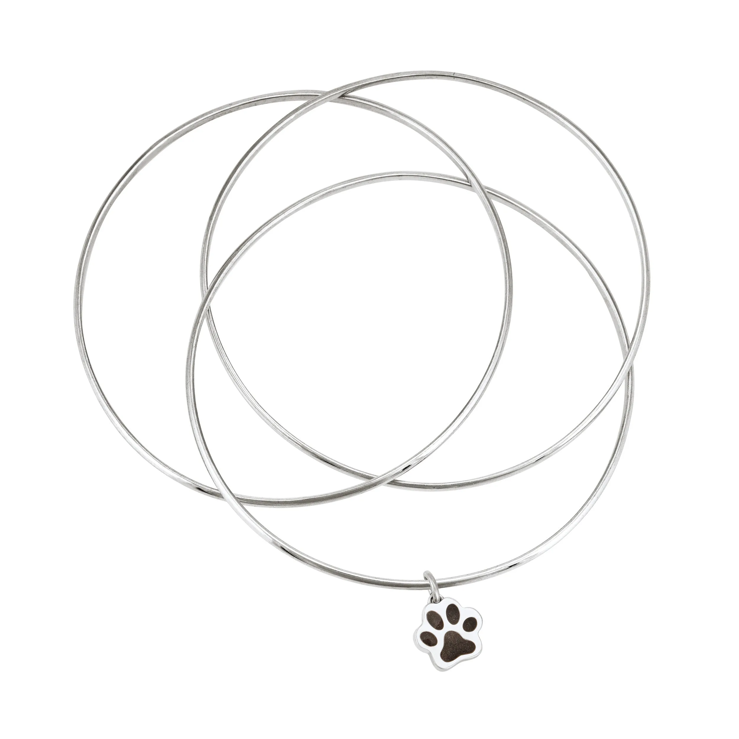 Interlocking Bangle Bracelet with Various Cremation Charms in Sterling Silver