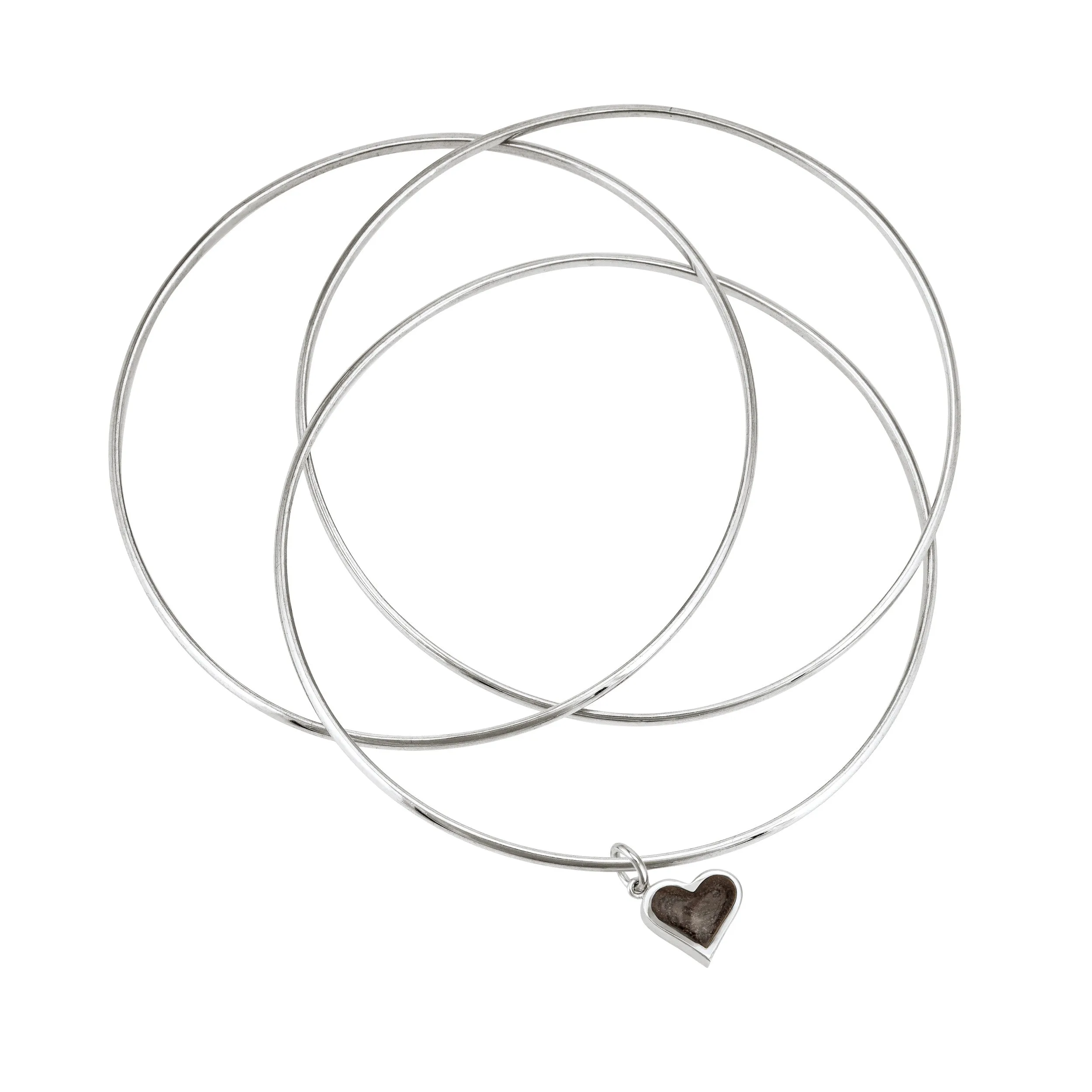 Interlocking Bangle Bracelet with Various Cremation Charms in Sterling Silver