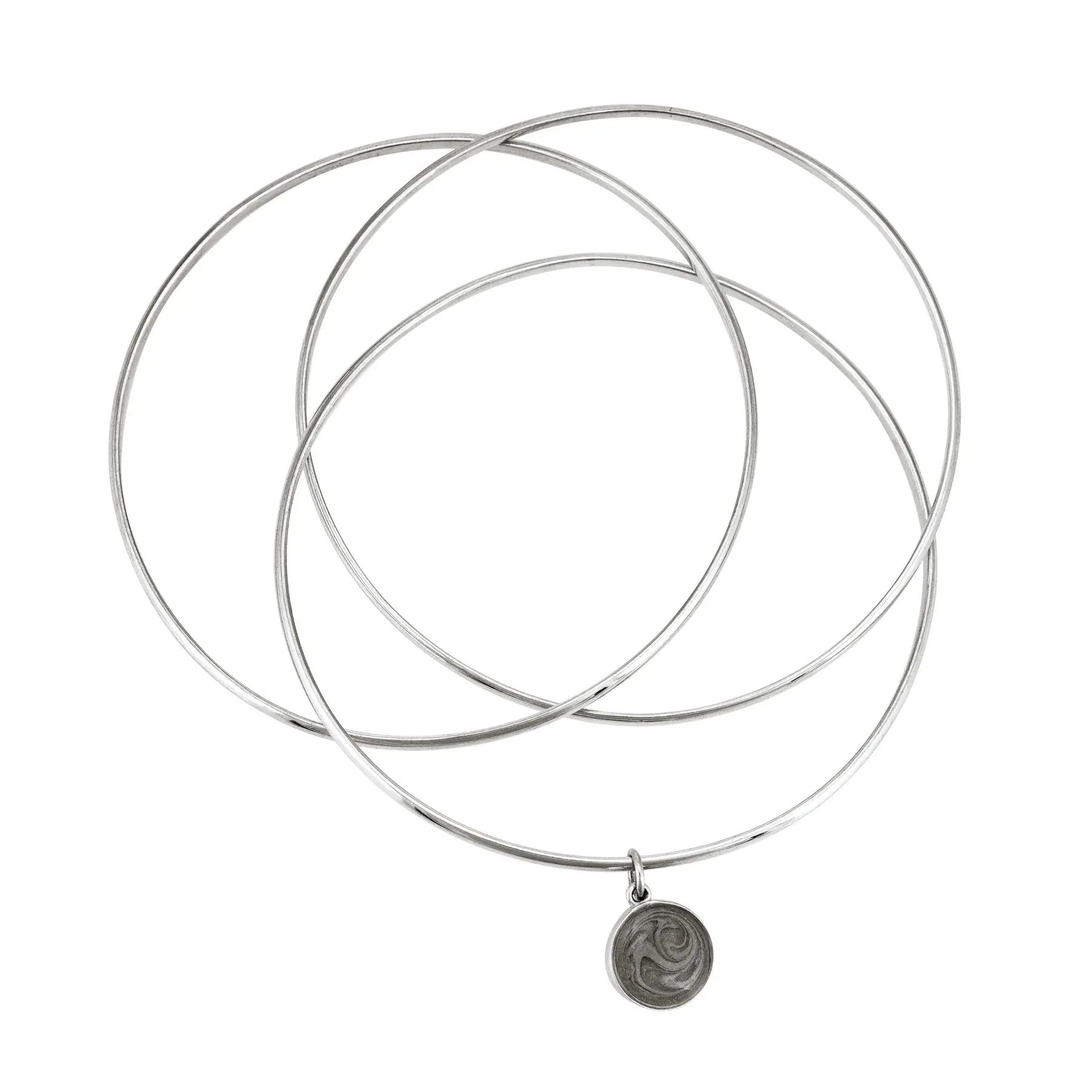 Interlocking Bangle Bracelet with Various Cremation Charms in Sterling Silver