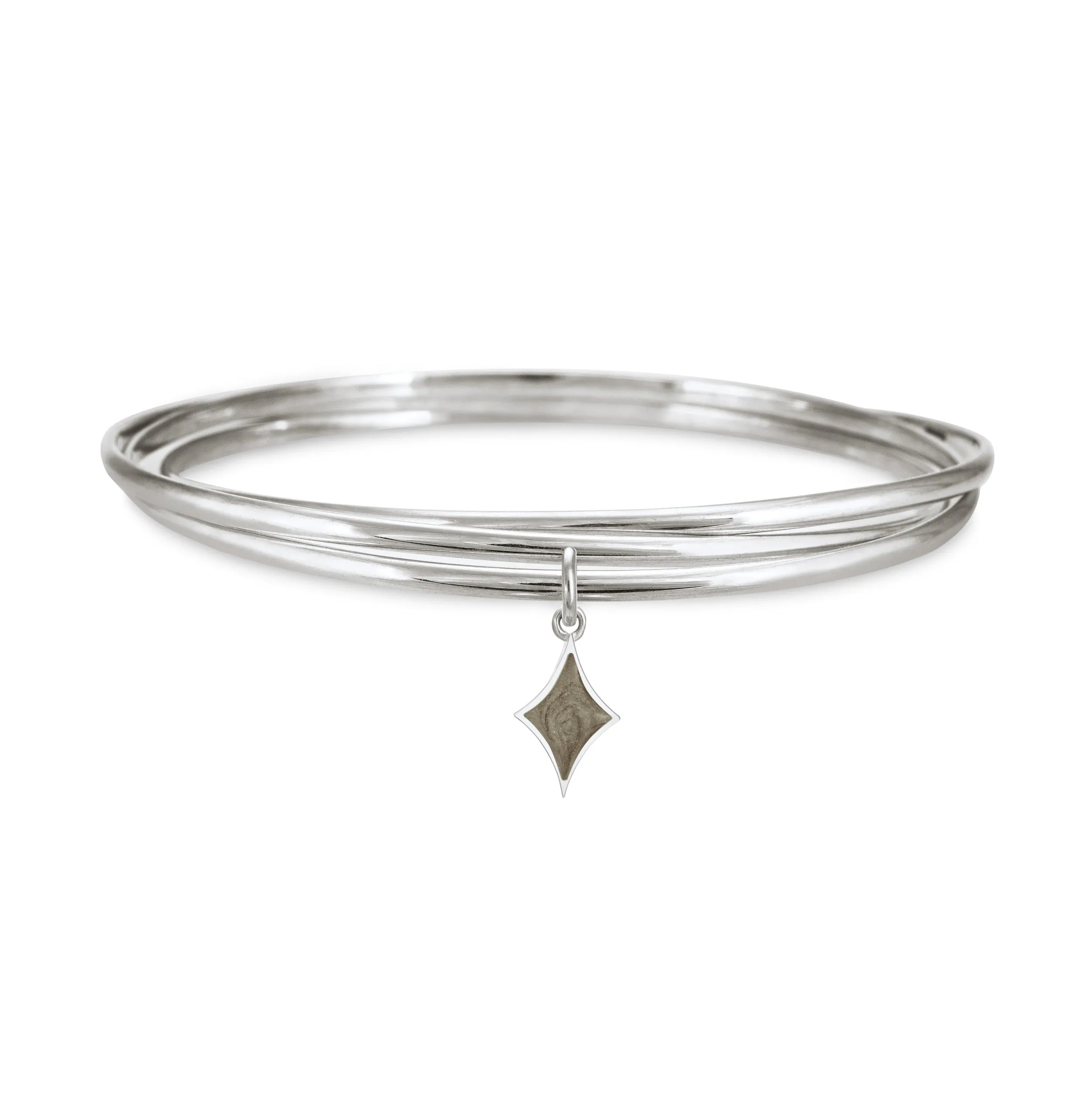 Interlocking Bangle Bracelet with Various Cremation Charms in Sterling Silver