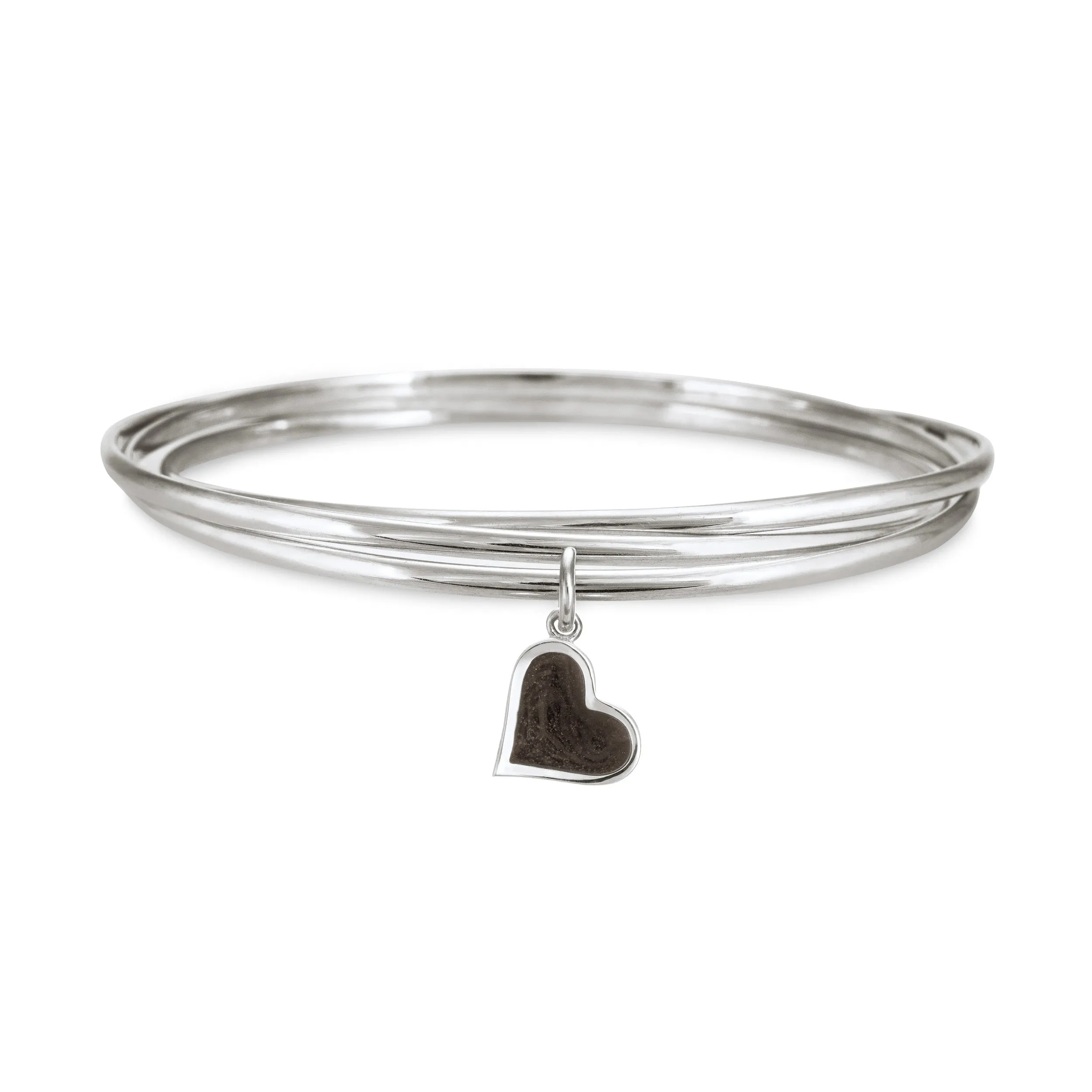 Interlocking Bangle Bracelet with Various Cremation Charms in Sterling Silver