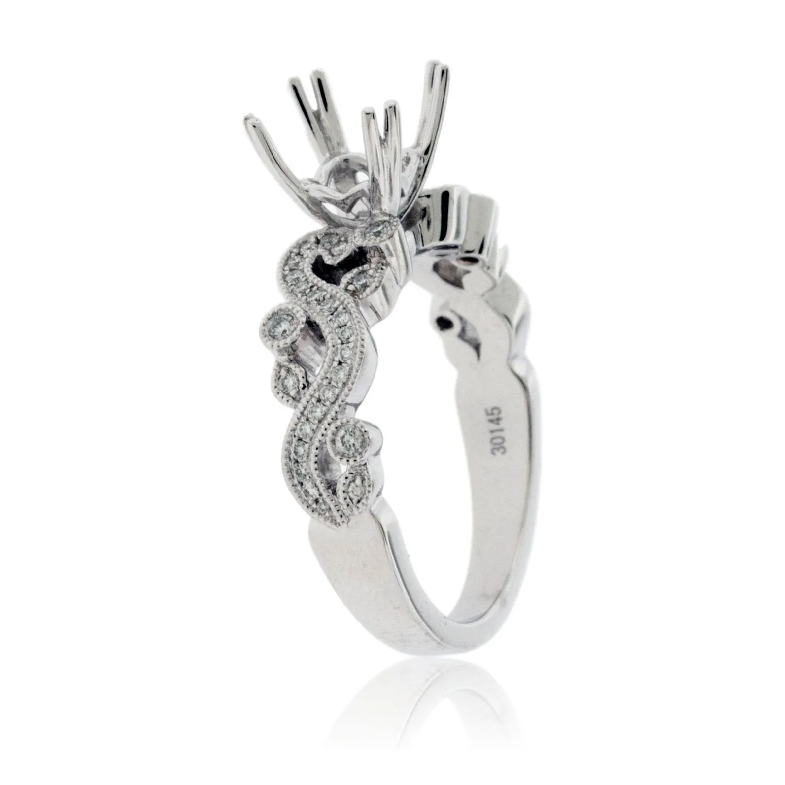 Intricate Style Diamond Engagement Semi-Mount Ring
