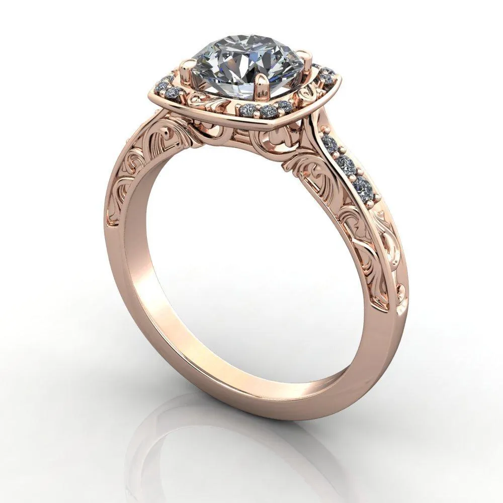 Isabelle Vintage-Inspired Halo Engagement Ring (setting only)