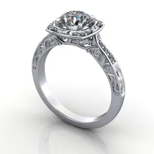 Isabelle Vintage-Inspired Halo Engagement Ring (setting only)