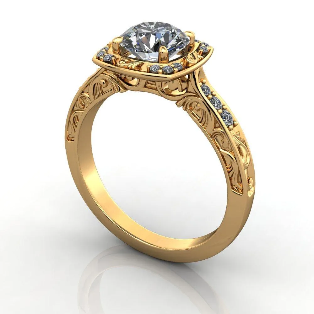 Isabelle Vintage-Inspired Halo Engagement Ring (setting only)