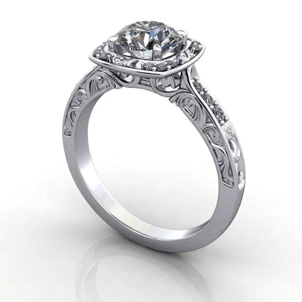 Isabelle Vintage-Inspired Halo Engagement Ring (setting only)