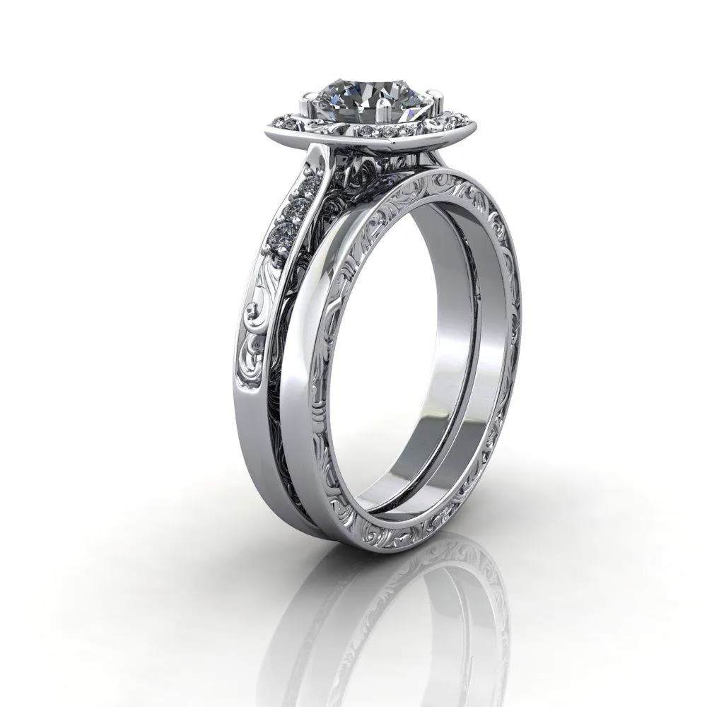 Isabelle Vintage-Inspired Halo Engagement Ring (setting only)