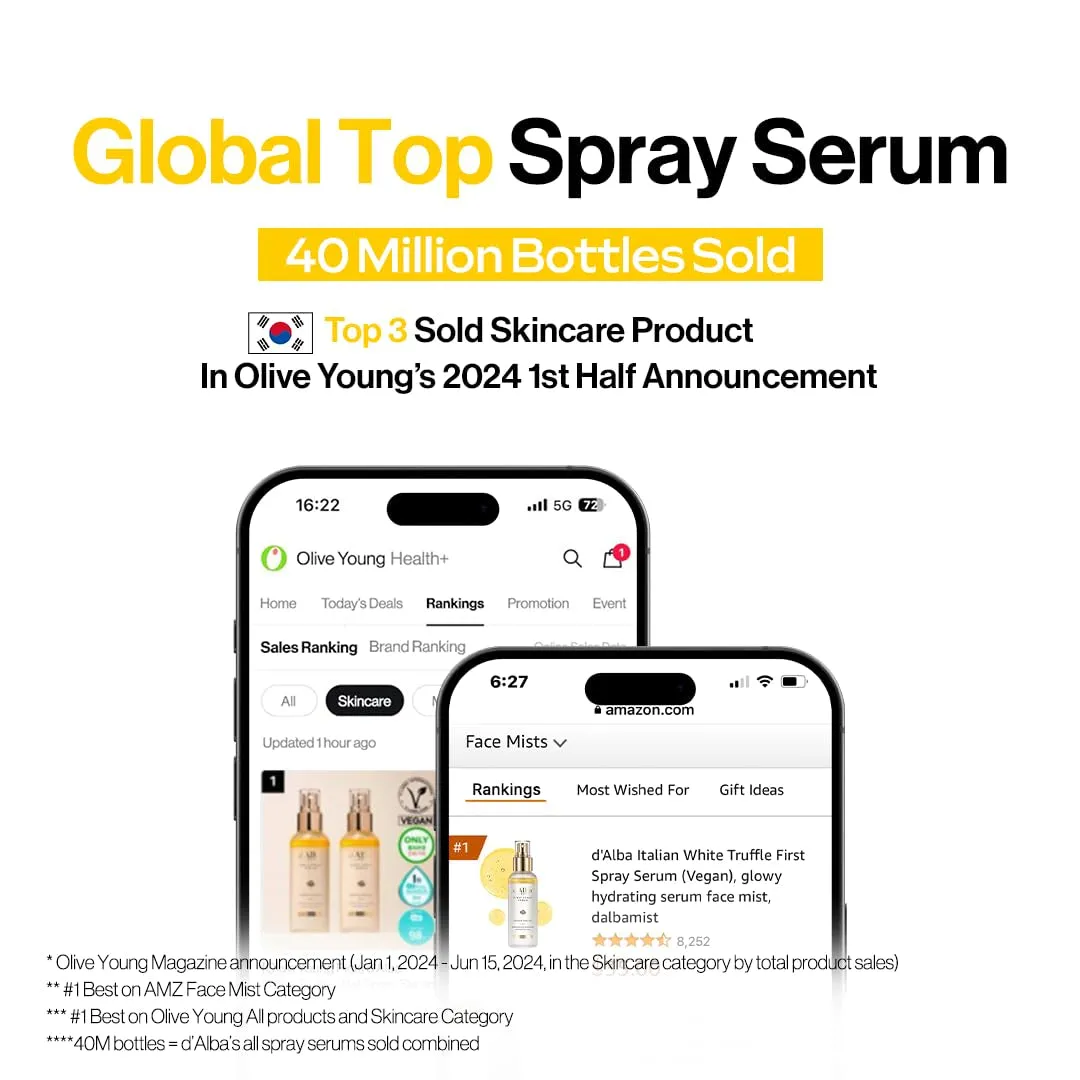 Italian White Truffle First Spray Serum, Vegan Skin Care, Light-Weight Face Moisturizer, Glow Serum for Radiant Skin, Non Comedogenic, All in One Mist, Korean Skin Care (3.38 Fl Oz.)
