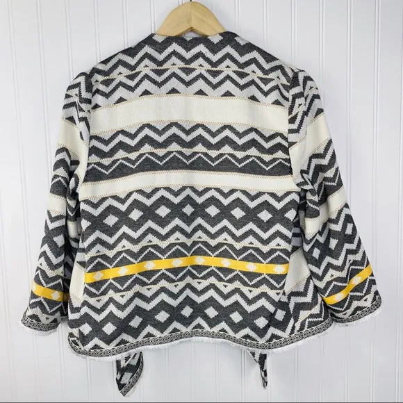 Jack by BB Dakota Aztec / Tribal Open Cardigan Small Cream