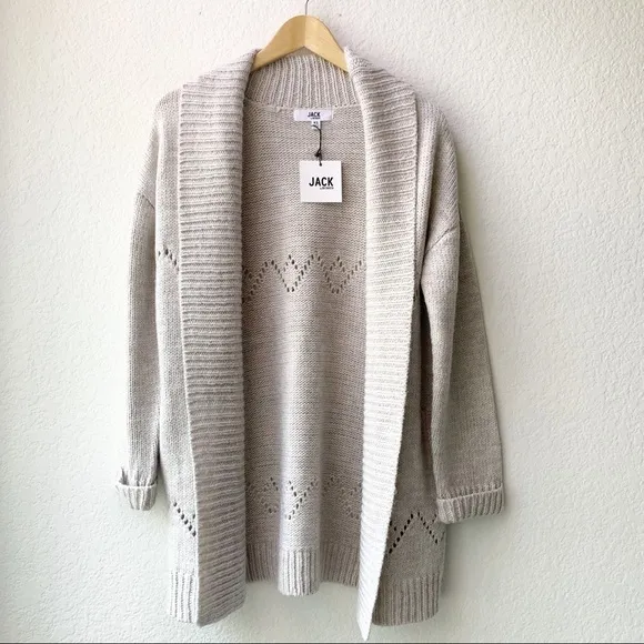 Jack by BB Dakota Open Front Ivory Knit Cardigan XS