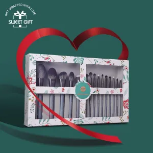 JADE SERIES - 15 PCS MAKEUP BRUSH KIT IN GIFT BOX - AGATE GREY