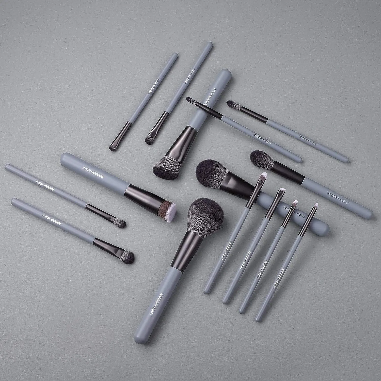 JADE SERIES - 15 PCS MAKEUP BRUSH KIT IN GIFT BOX - AGATE GREY