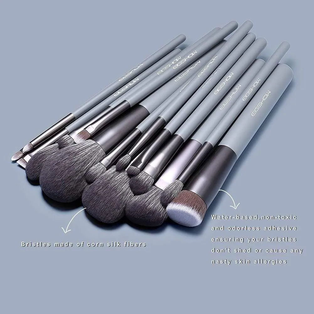 JADE SERIES - 15 PCS MAKEUP BRUSH KIT IN GIFT BOX - AGATE GREY