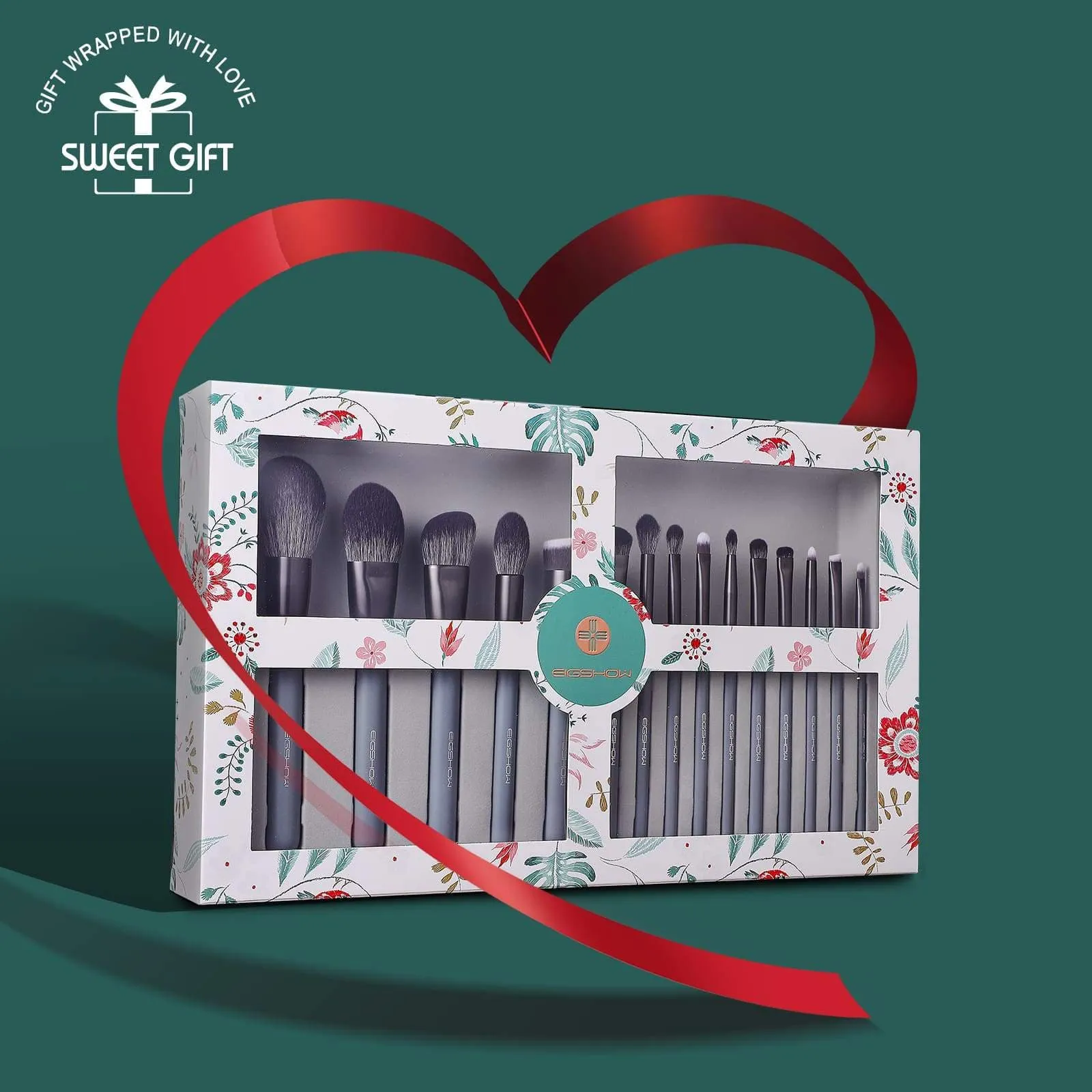 JADE SERIES - 15 PCS MAKEUP BRUSH KIT IN GIFT BOX - AGATE GREY