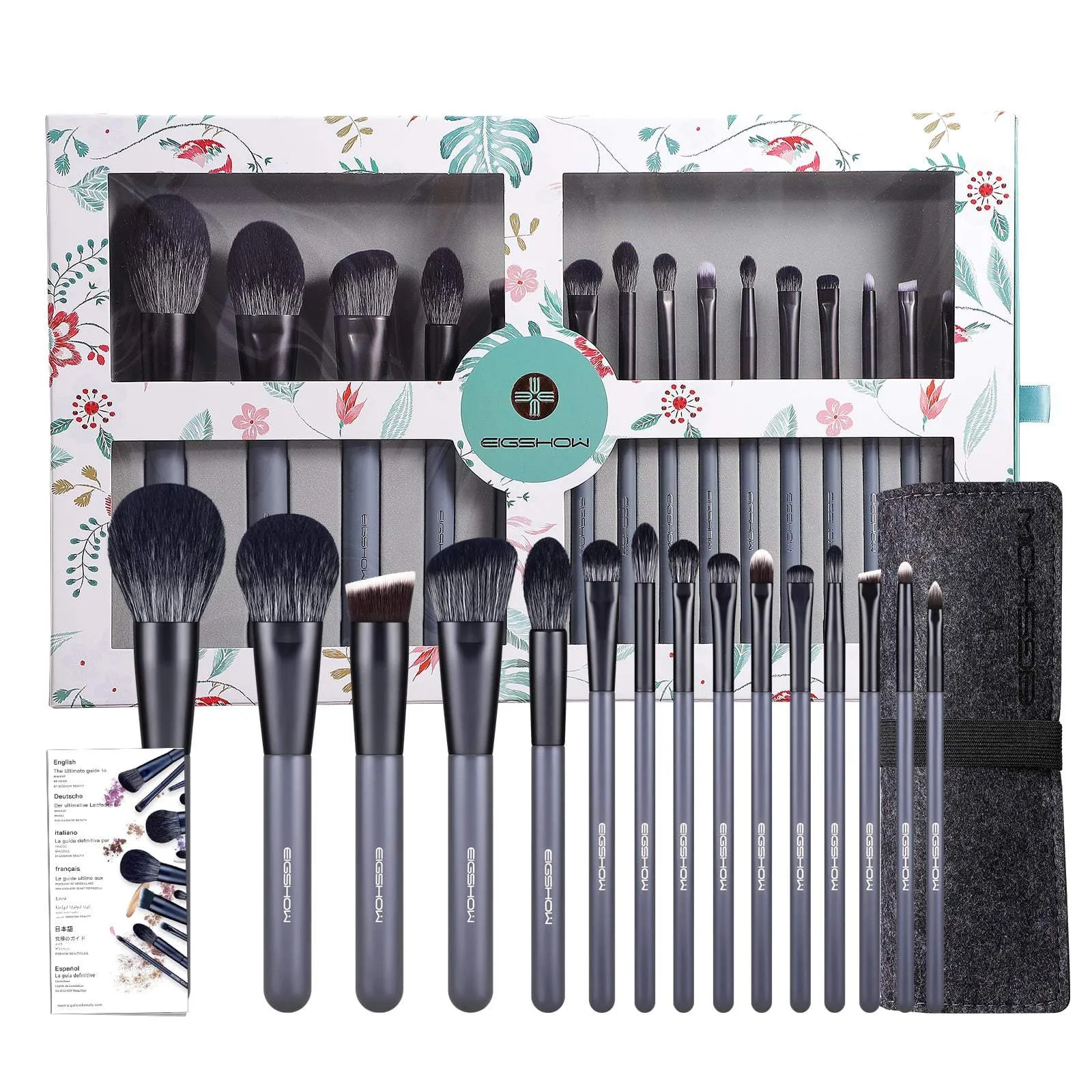 JADE SERIES - 15 PCS MAKEUP BRUSH KIT IN GIFT BOX - AGATE GREY