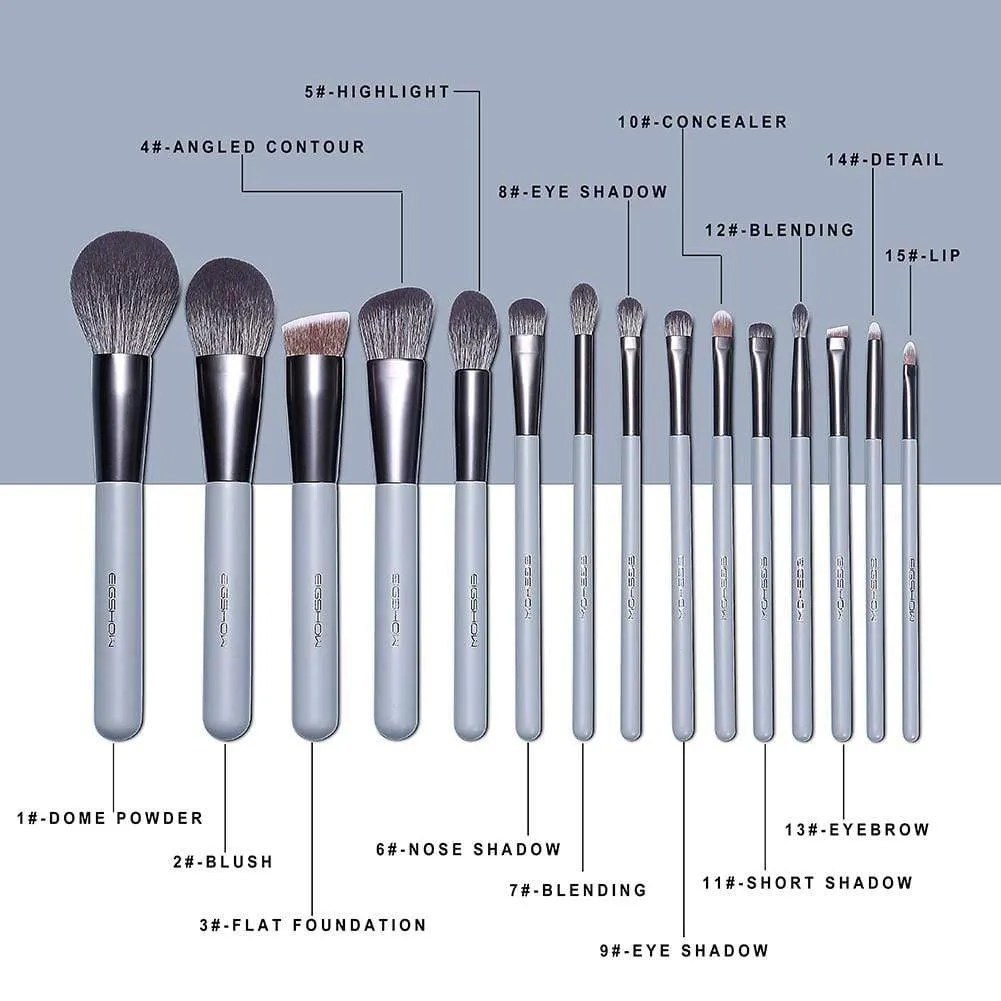 JADE SERIES - 15 PCS MAKEUP BRUSH KIT IN GIFT BOX - AGATE GREY