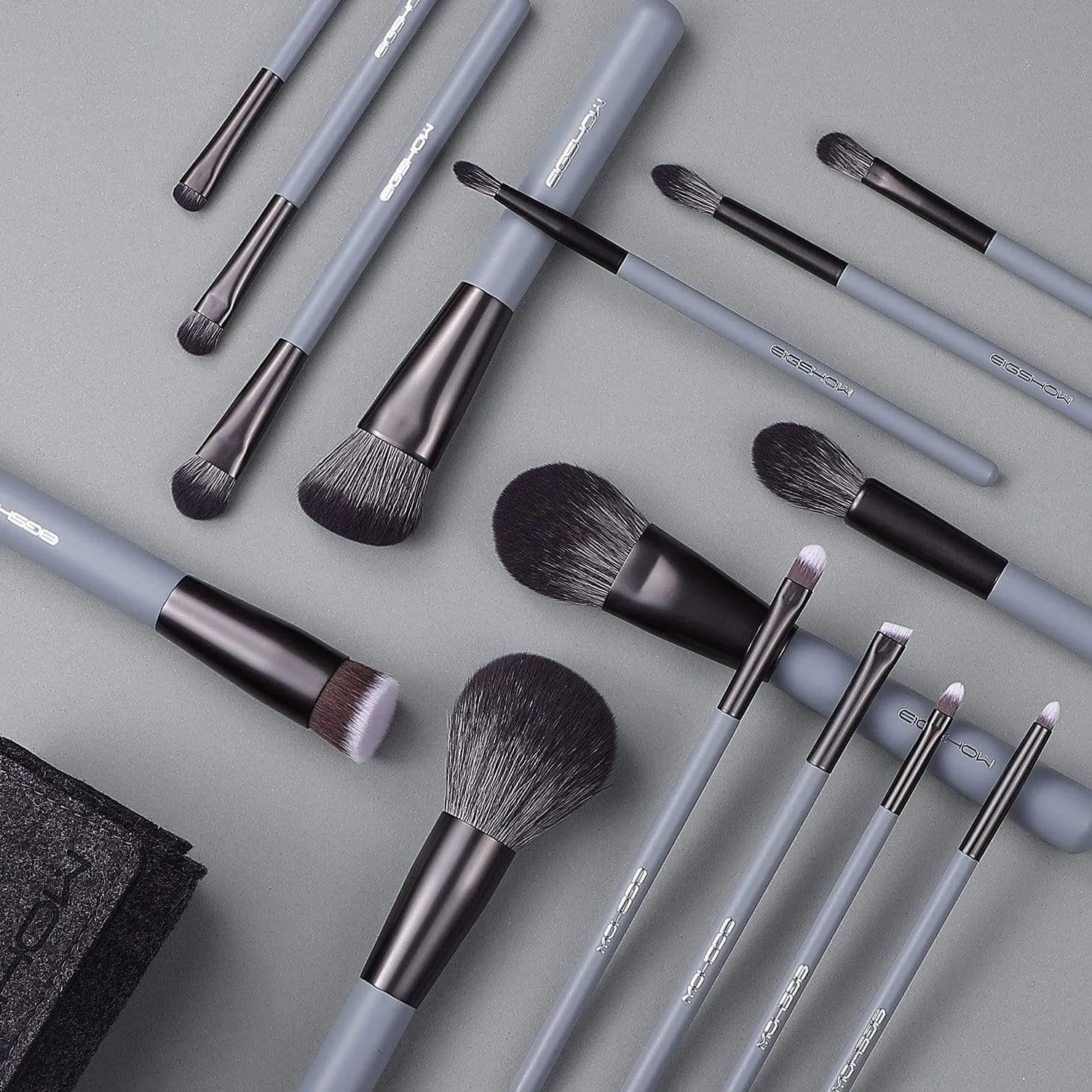 JADE SERIES - 15 PCS MAKEUP BRUSH KIT IN GIFT BOX - AGATE GREY