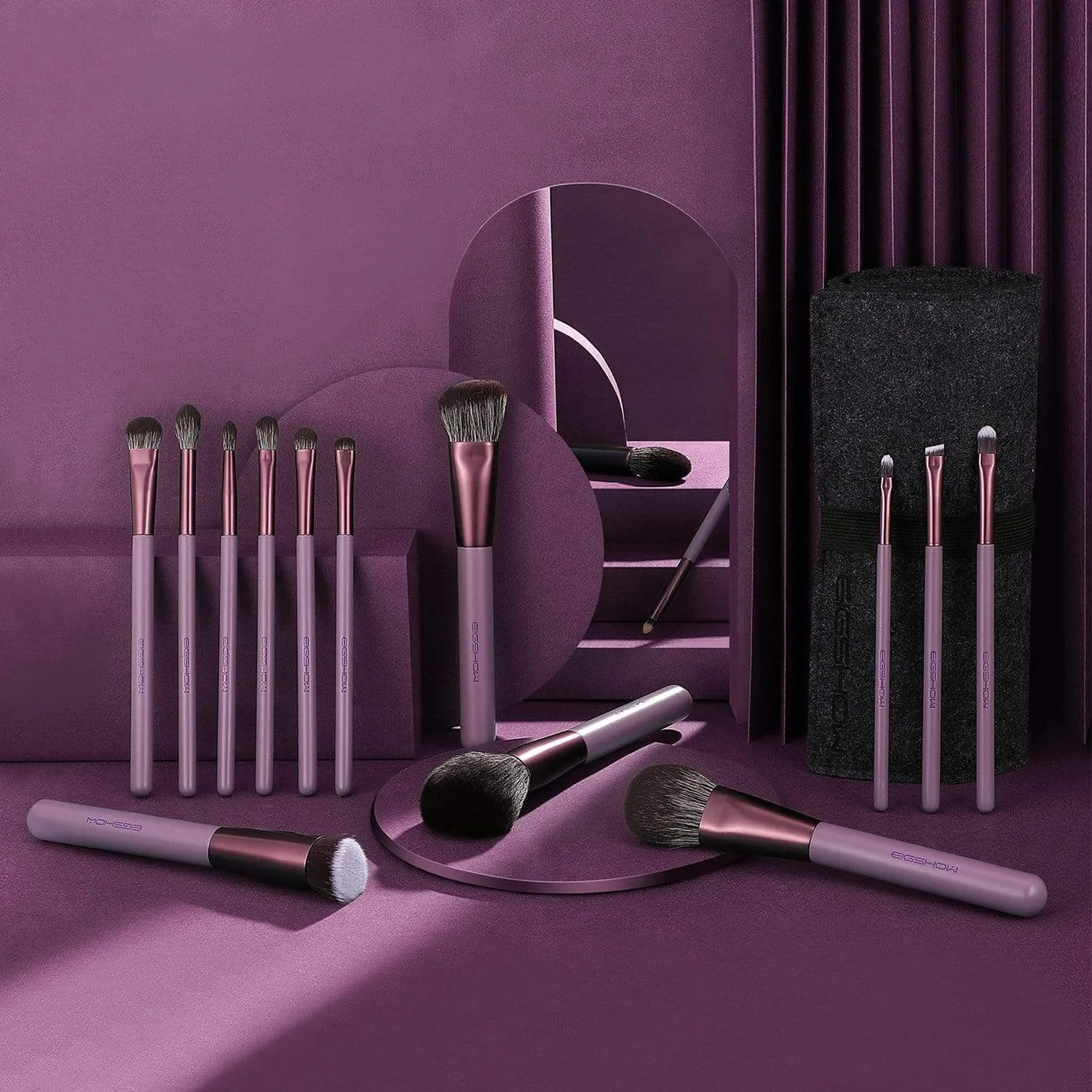 JADE SERIES - 15 PCS MAKEUP BRUSH KIT - SMOKE PURPLE