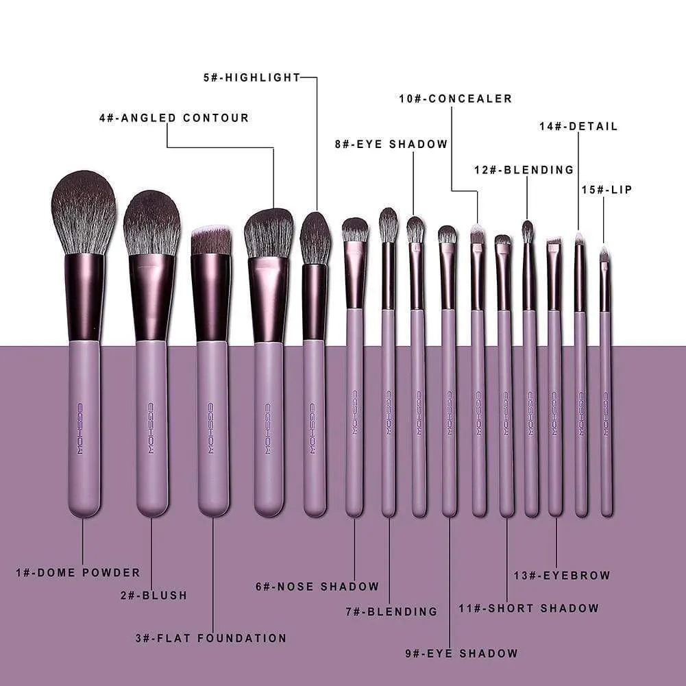JADE SERIES - 15 PCS MAKEUP BRUSH KIT - SMOKE PURPLE