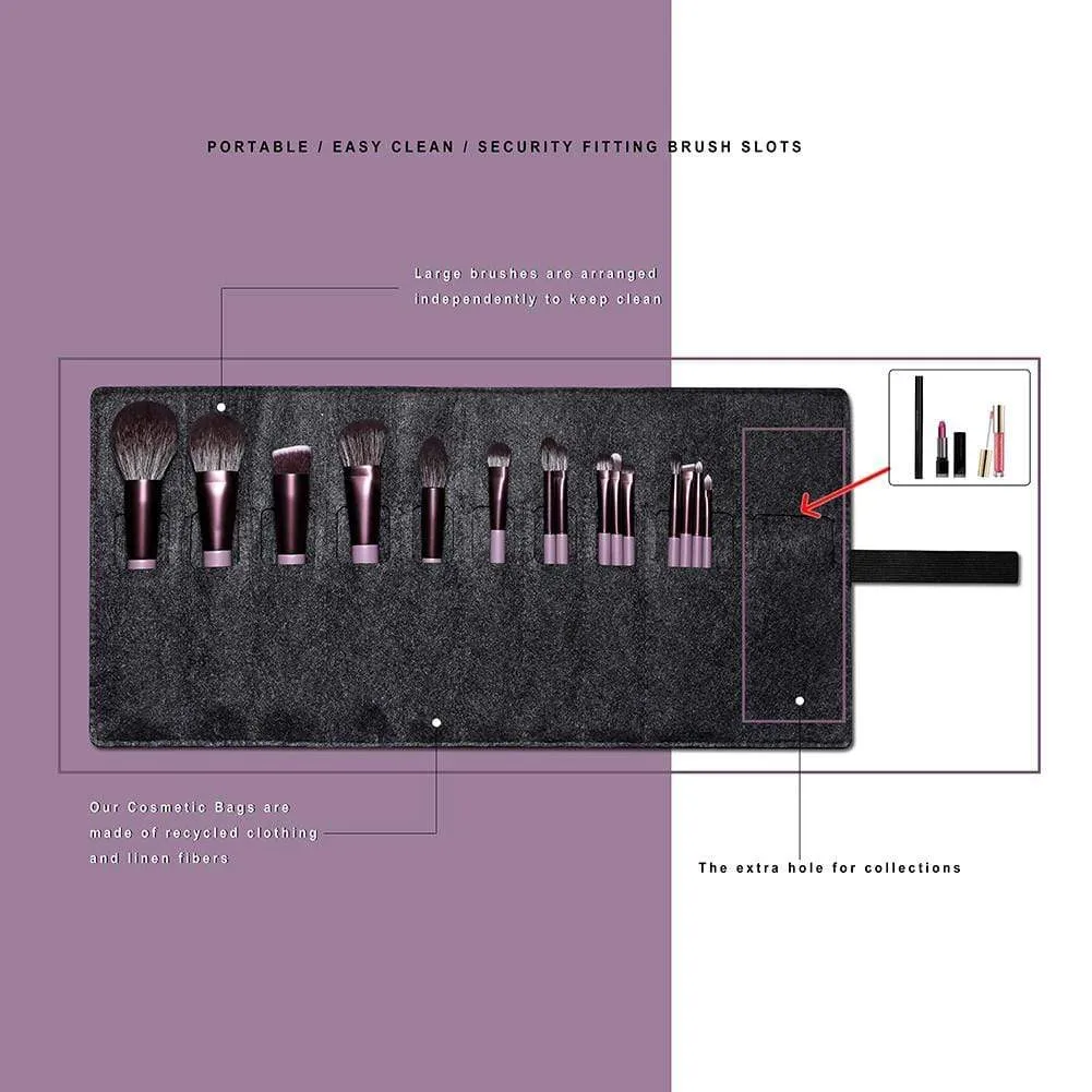 JADE SERIES - 15 PCS MAKEUP BRUSH KIT - SMOKE PURPLE