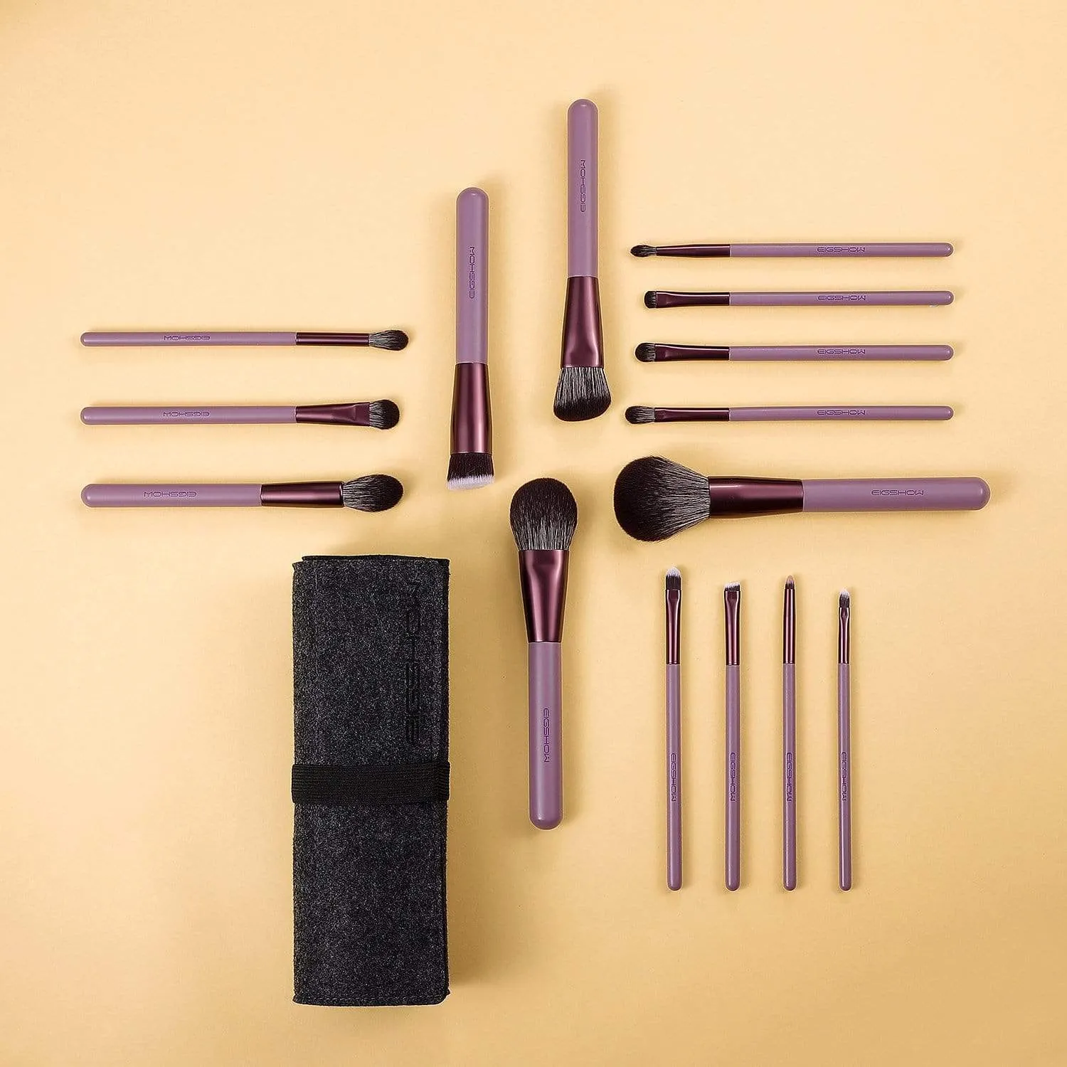JADE SERIES - 15 PCS MAKEUP BRUSH KIT - SMOKE PURPLE