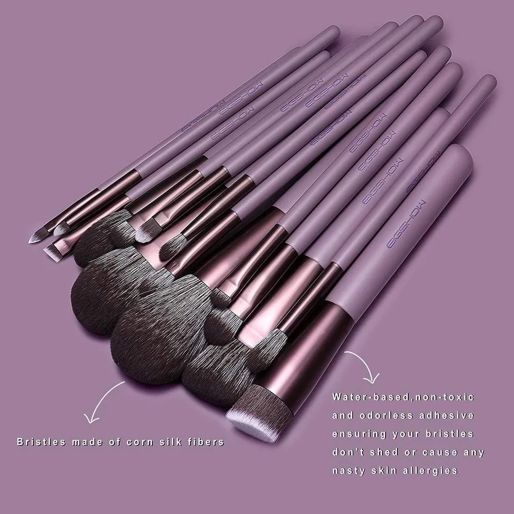 JADE SERIES - 15 PCS MAKEUP BRUSH KIT - SMOKE PURPLE
