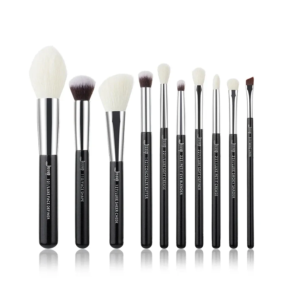 Jessup 10pcs Makeup Brushes Set Beauty tools Make up Brush Cosmetic Foundation Powder Definer Blending Eyeshadow Wing Liner