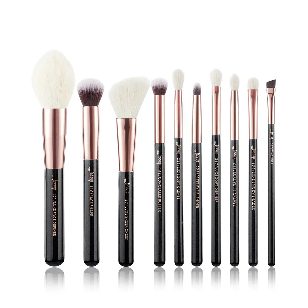 Jessup 10pcs Makeup Brushes Set Beauty tools Make up Brush Cosmetic Foundation Powder Definer Blending Eyeshadow Wing Liner