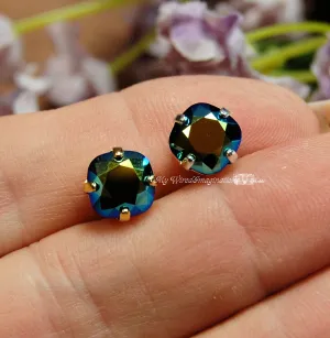 Jet AB, 2 Pcs Vintage Swarovski, 8mm Fancy Article 4470, Crystal Sew On