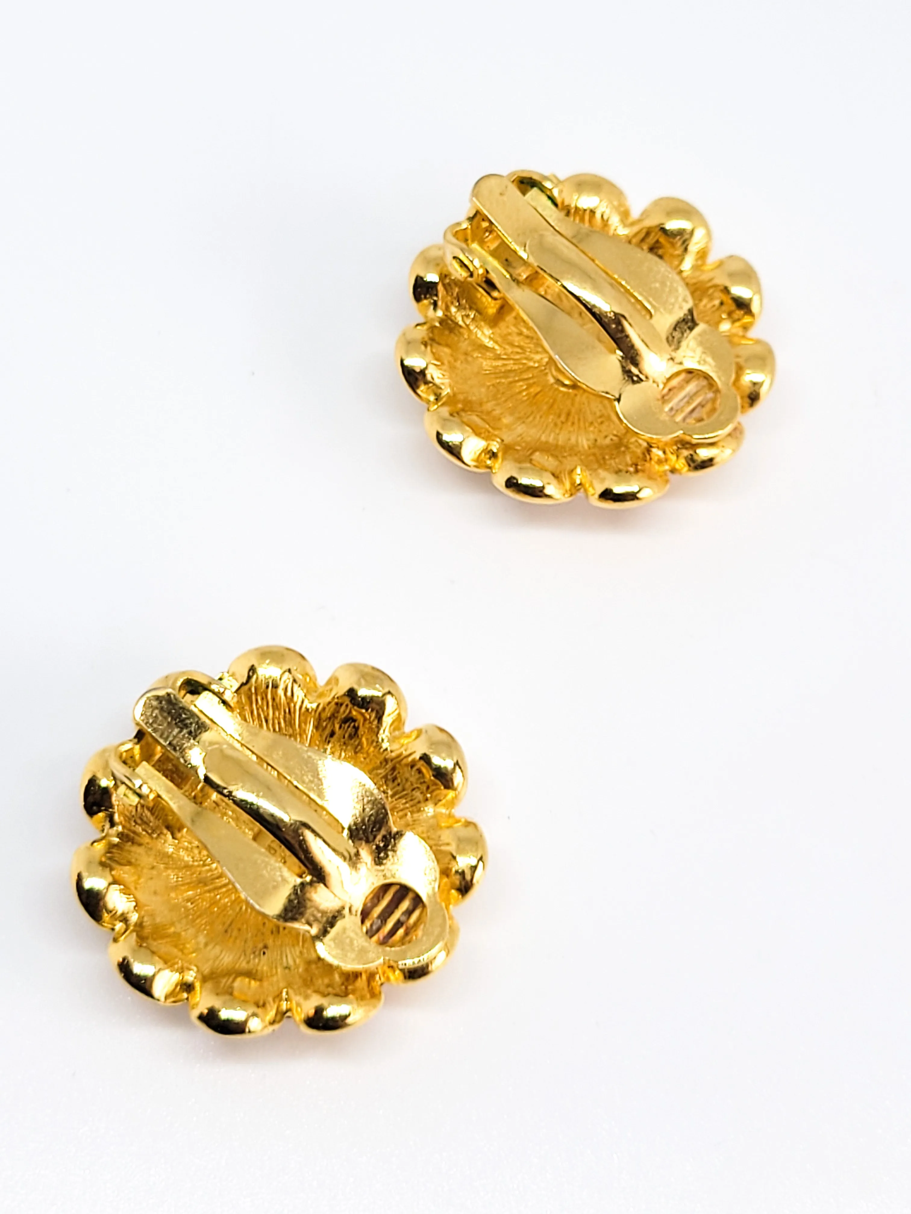 Joan Rivers pink and blue rhinestone enamel vintage clip on earrings