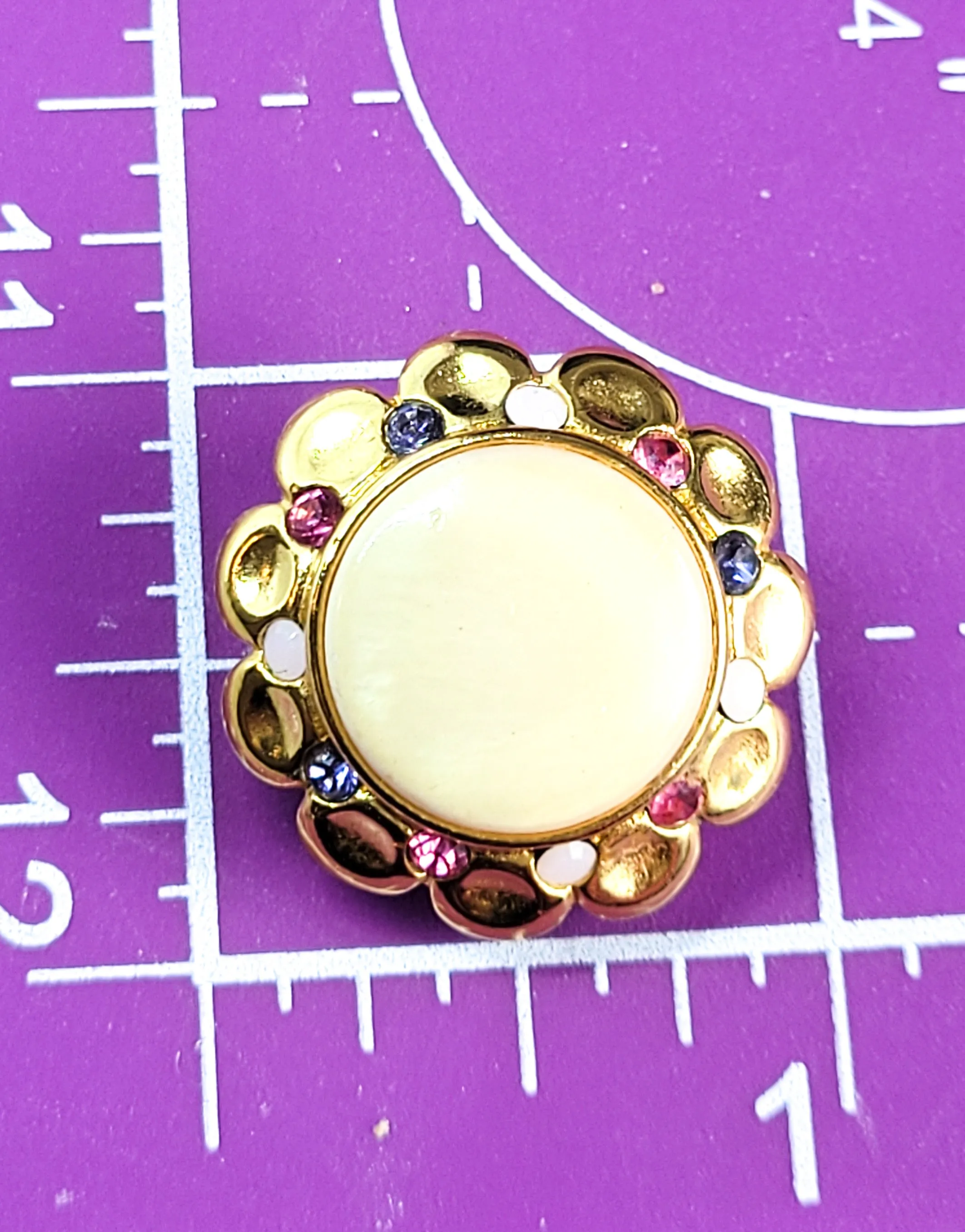 Joan Rivers pink and blue rhinestone enamel vintage clip on earrings