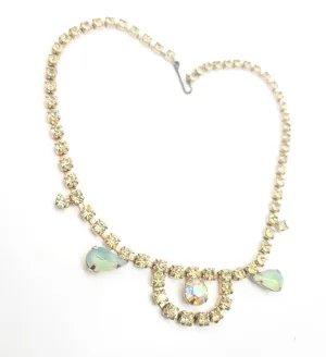Jonquil yellow rhinestone Sabrina scalloped vintage rhinestone choker necklace