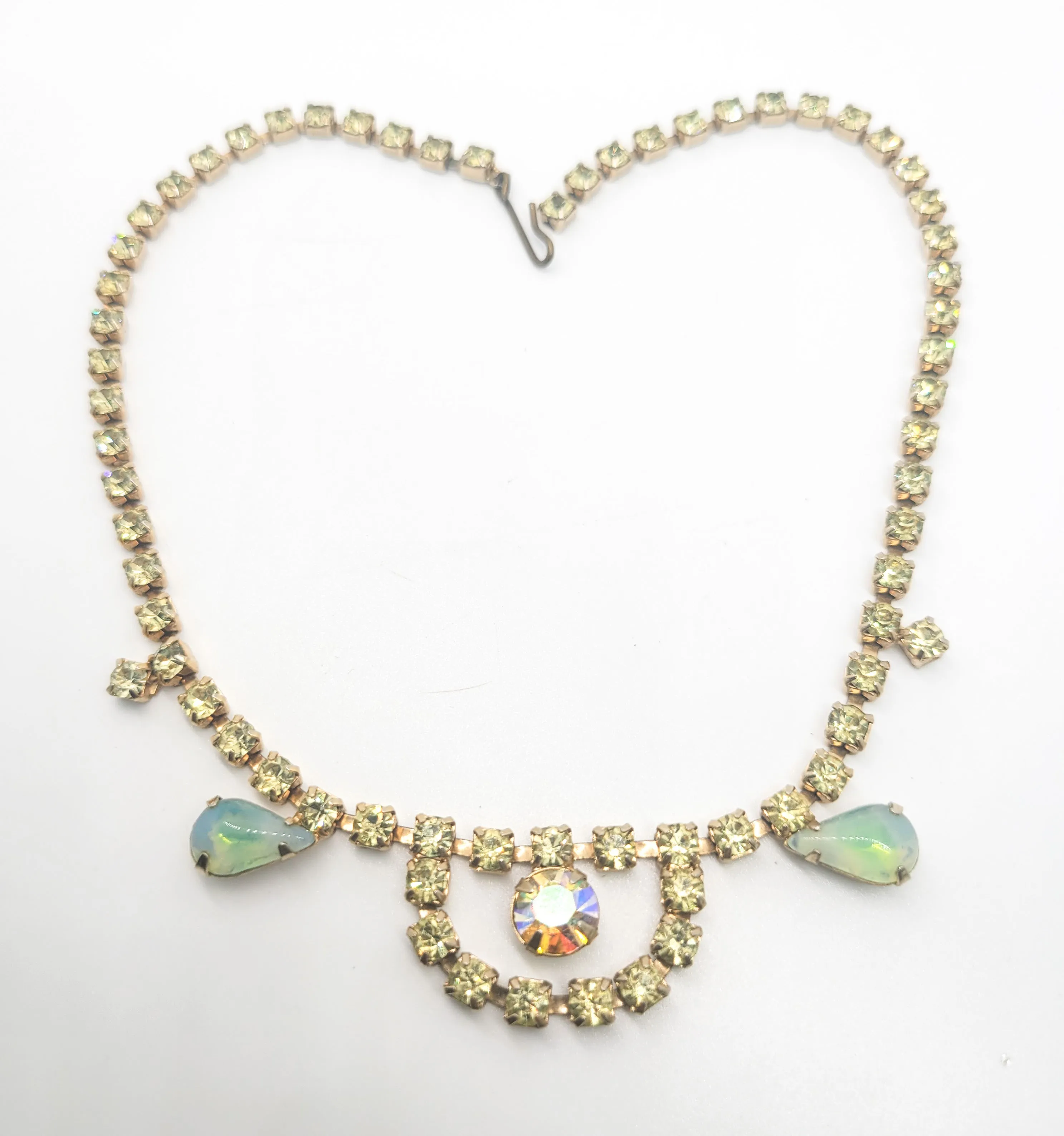 Jonquil yellow rhinestone Sabrina scalloped vintage rhinestone choker necklace