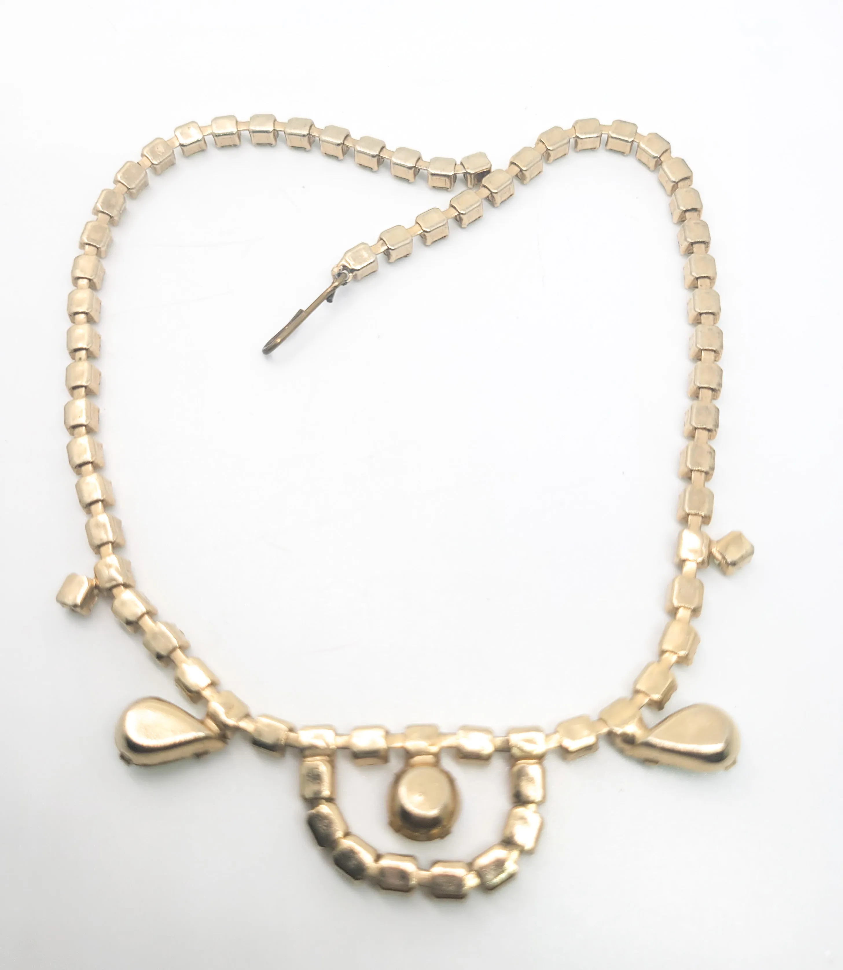 Jonquil yellow rhinestone Sabrina scalloped vintage rhinestone choker necklace