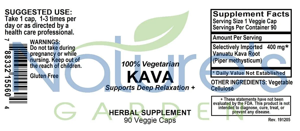 Kava (Vanuatu) - 90 Veggie Caps with 400mg Wild Vanuatu Kava Root Extract