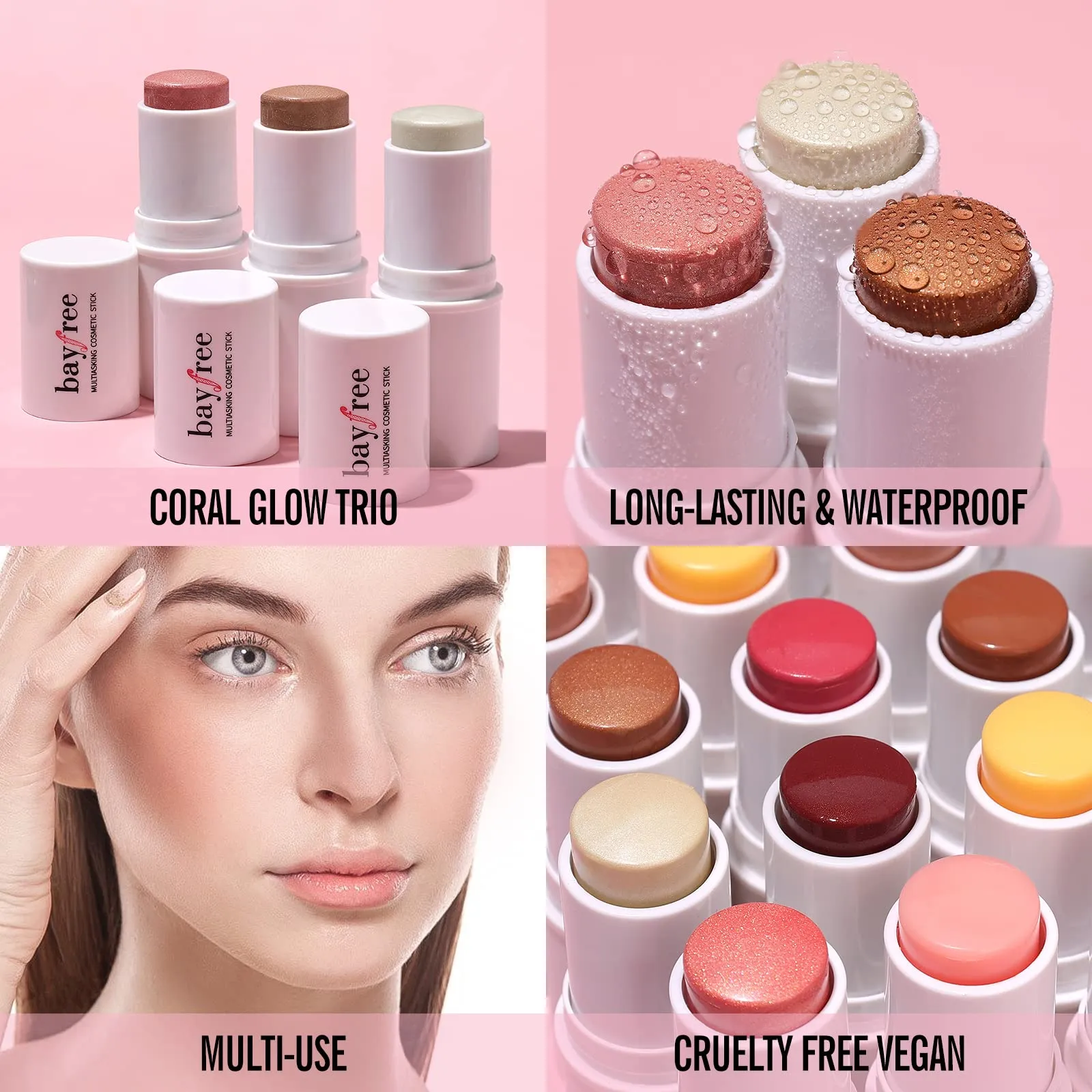 KIMUSE Hydrating Moisturizing Stick & Long Wearing Multi Stick Trio Face Makeup