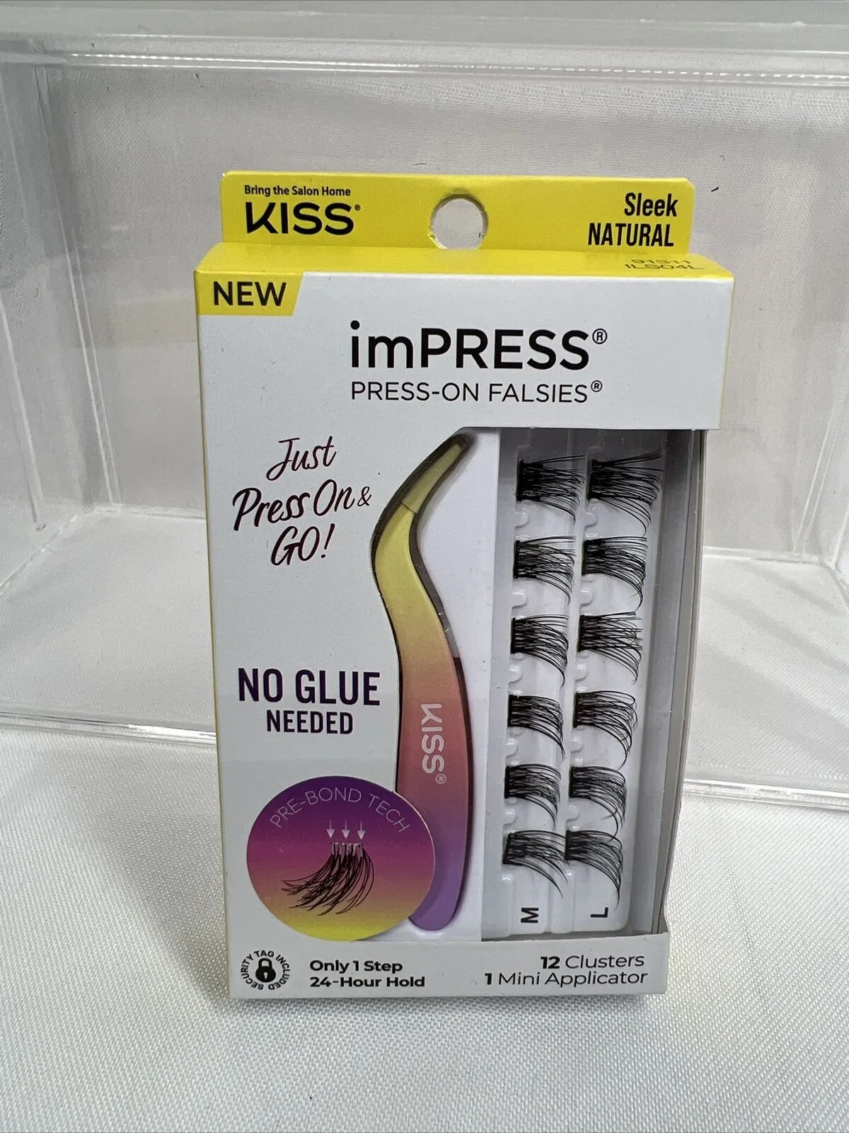 KISS ImPRESS SLEEK Lashes Press On Falsies 12 Clusters No Glue Need COMBINESHIP
