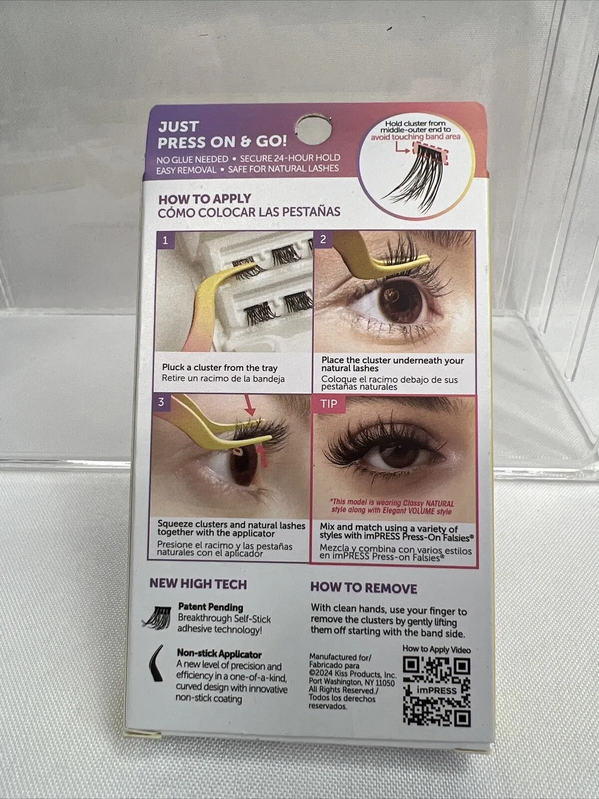 KISS ImPRESS SLEEK Lashes Press On Falsies 12 Clusters No Glue Need COMBINESHIP