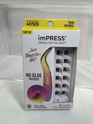 KISS ImPRESS SLEEK Lashes Press On Falsies 12 Clusters No Glue Need COMBINESHIP