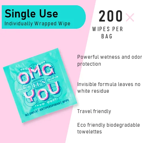 LA Fresh No Sweat Antiperspirant Wipes Individual Wrapped