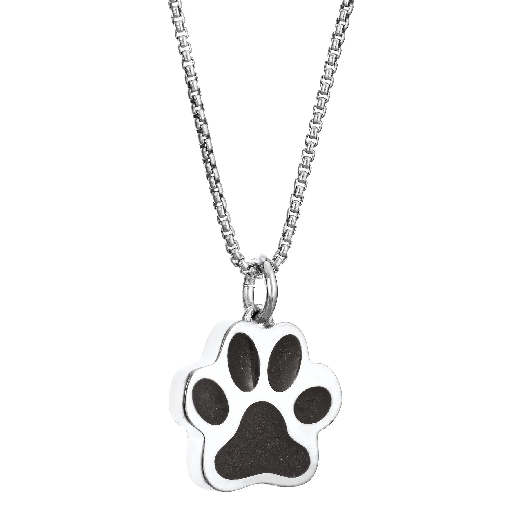 Large Paw Print Cremation Necklace in 14K White Gold