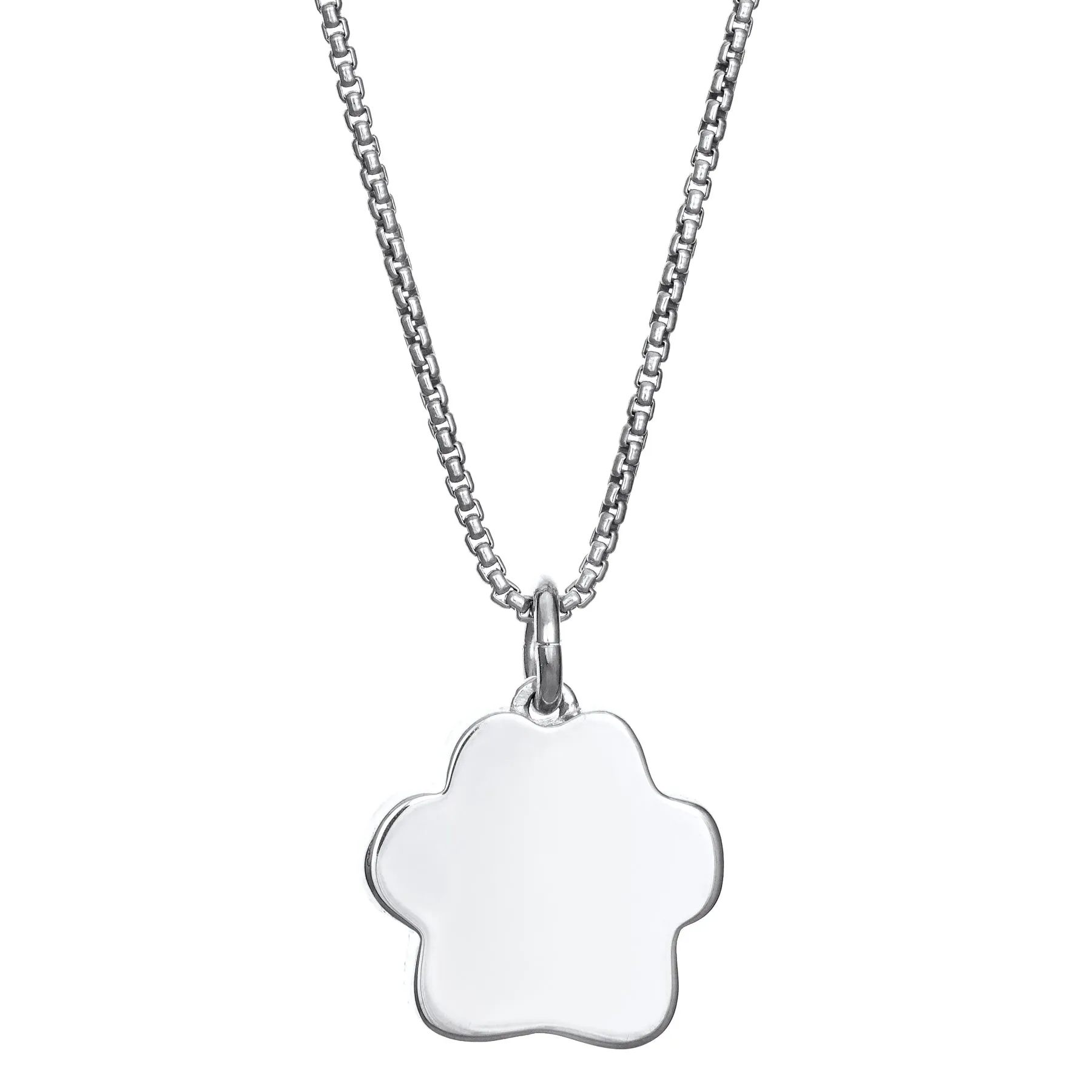 Large Paw Print Cremation Necklace in 14K White Gold