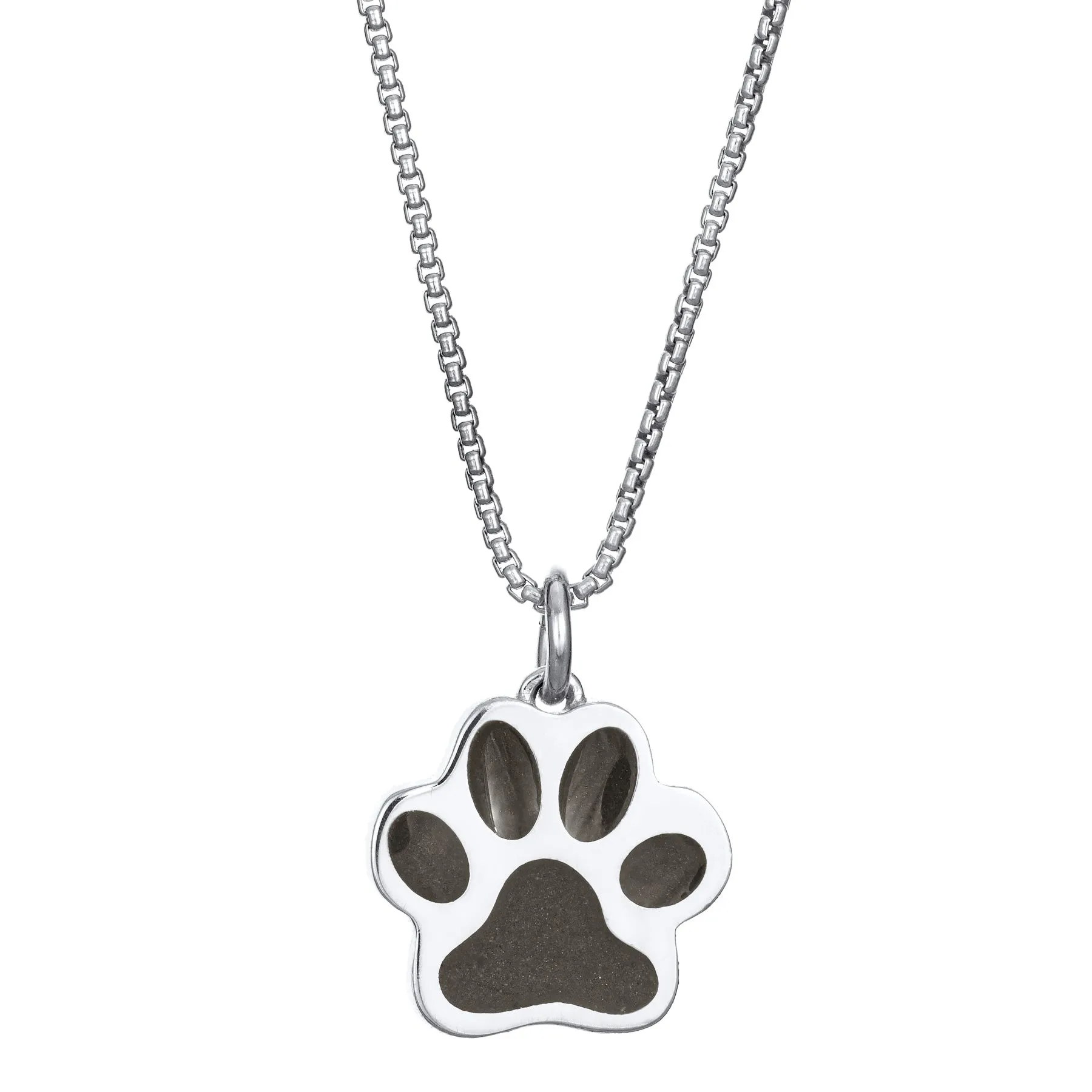 Large Paw Print Cremation Necklace in 14K White Gold
